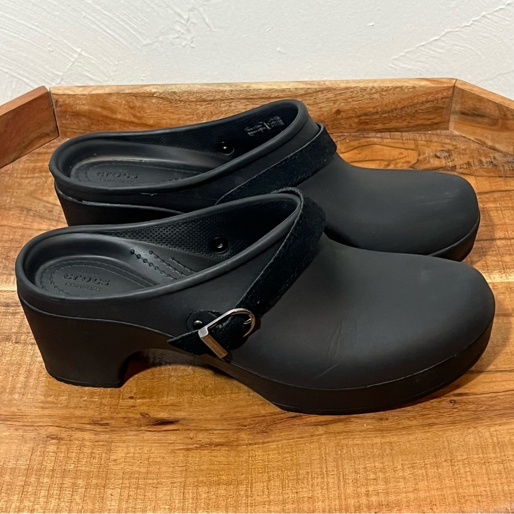 CROCS Black Mules with Buckle Strap